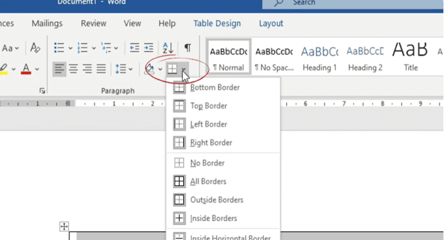 How to add lines in Word by removing outside table borders