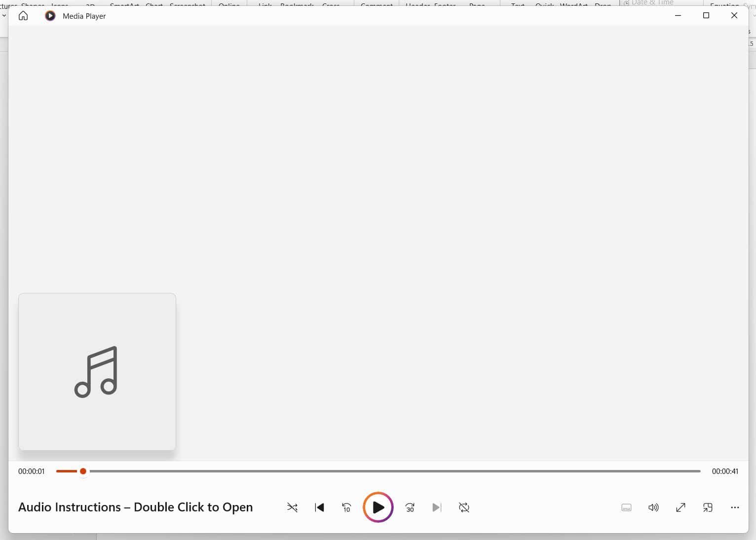 Audio file opened and playing in the default media player after double-clicking from Microsoft Word