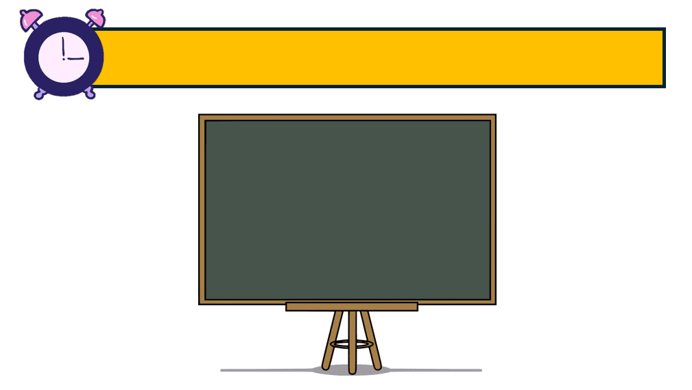 Timer banner with clock icon above a chalkboard for a word scramble game in PowerPoint