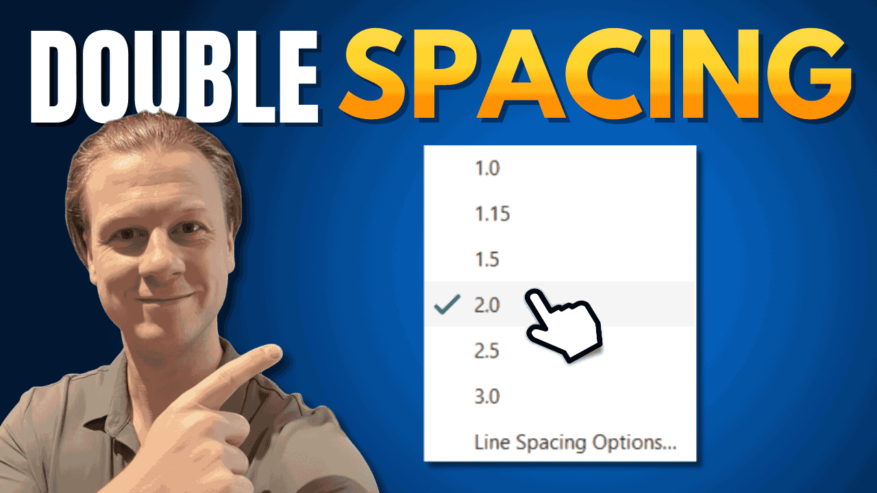 Screenshot showing the line spacing menu in Microsoft Word with double spacing selected.
