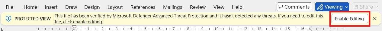 Enable Editing button in Microsoft Word Protected View after you convert a PDF to Word document