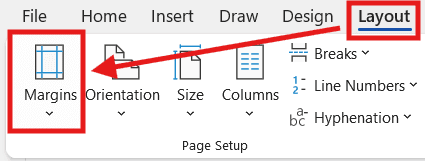 How to change margins in Word using the Layout tab