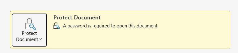 Confirmation that the Word document is password protected