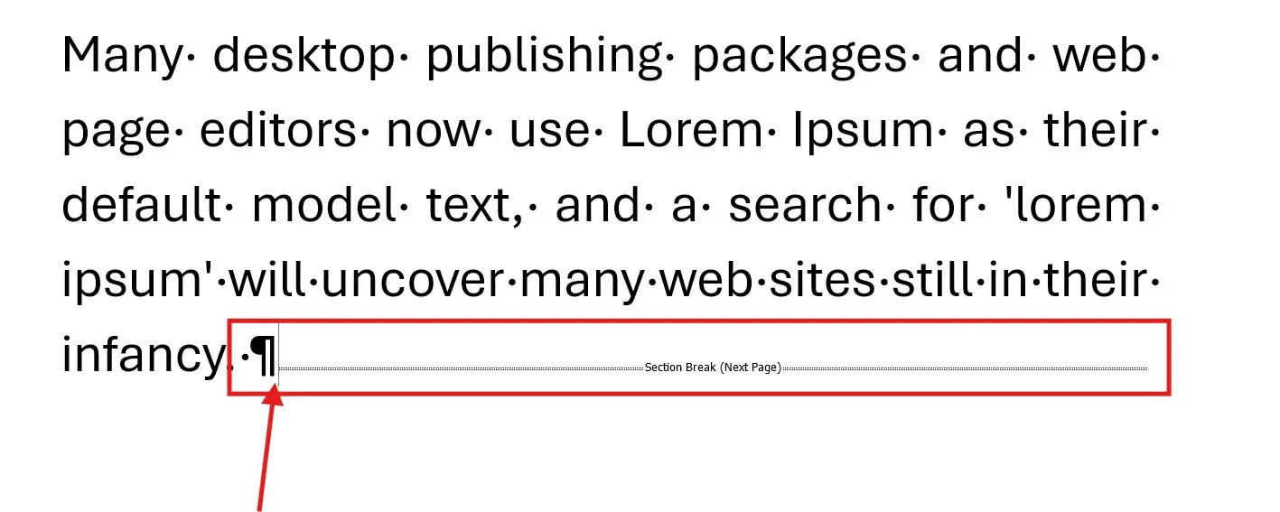 Permanently remove formatting marks in Word - deleting a section break