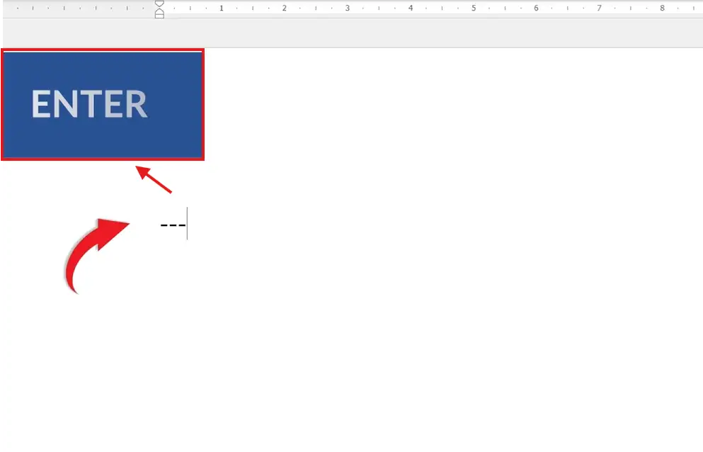 Microsoft Word document showing three hyphens and the Enter key used to draw a line in Word using AutoFormat
