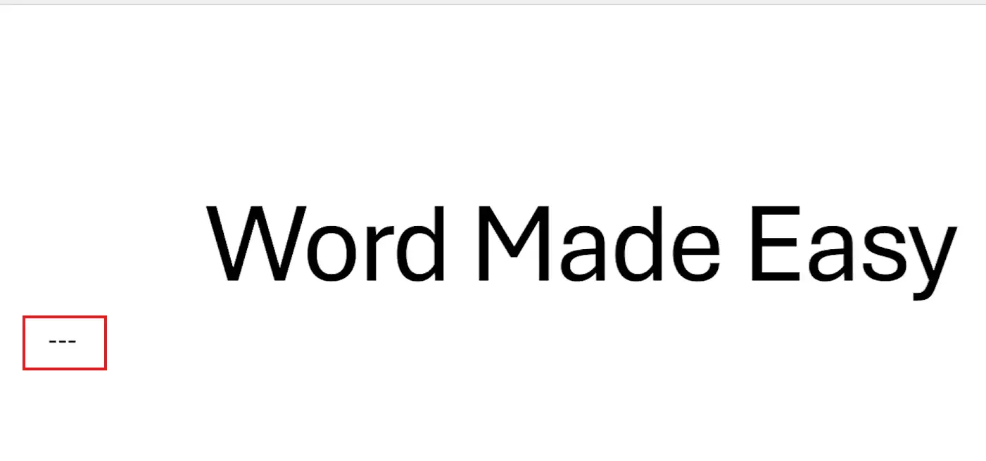 Microsoft Word document showing three hyphens typed below text to auto-create a full-width bottom border line