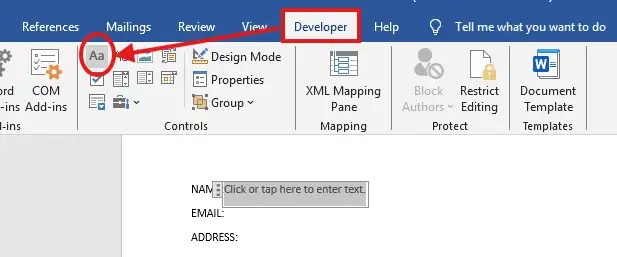 How to create a fillable form in Word using Rich Text Content Control