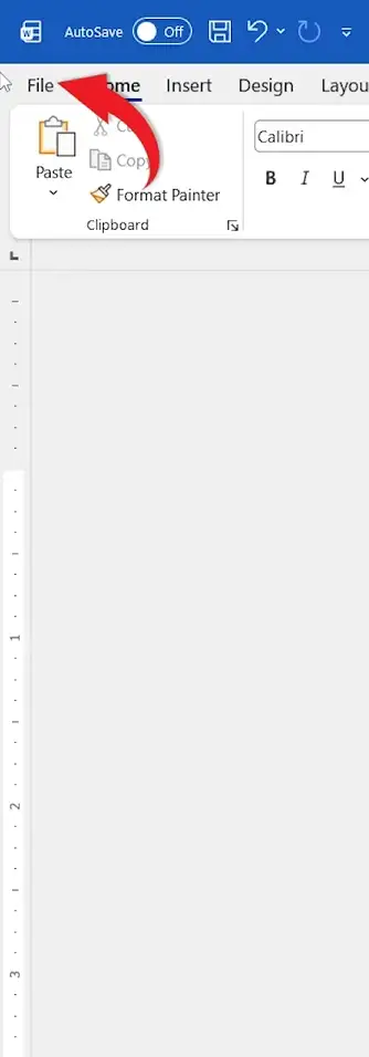 Microsoft Word File menu open to enable the Draw tab in Word