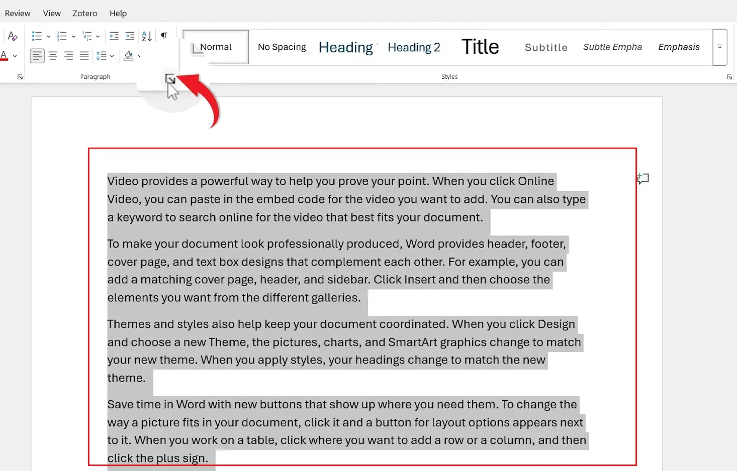 How to remove justified text in Word using the Align Left button